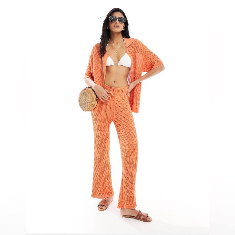 ASOS Orange Knit Swim Coverup with Textured Design